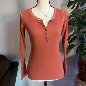 Vintage Victoria Secret's MODA International Henley Long Sleeve Tee Shirt Size M